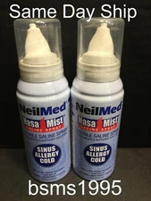 LOT OF 2 NEILMED NASAMIST SALINE SPRAY ALLERGY & SINUS BOTTLE NASA MIST 2.7 OZ