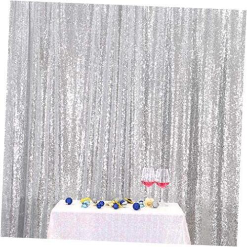  Silver Sequin Wedding Backdrop Photography Background Party 5Ftx7Ft Sliver - Picture 1 of 7