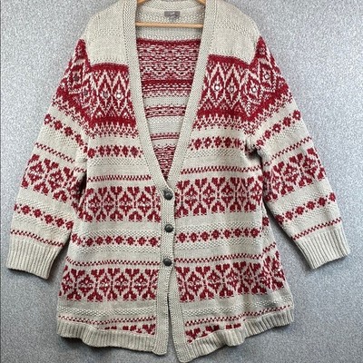 J. Jill fair isle cardigan cotton wool & yak hair blend sequin sparkle 2X nordic