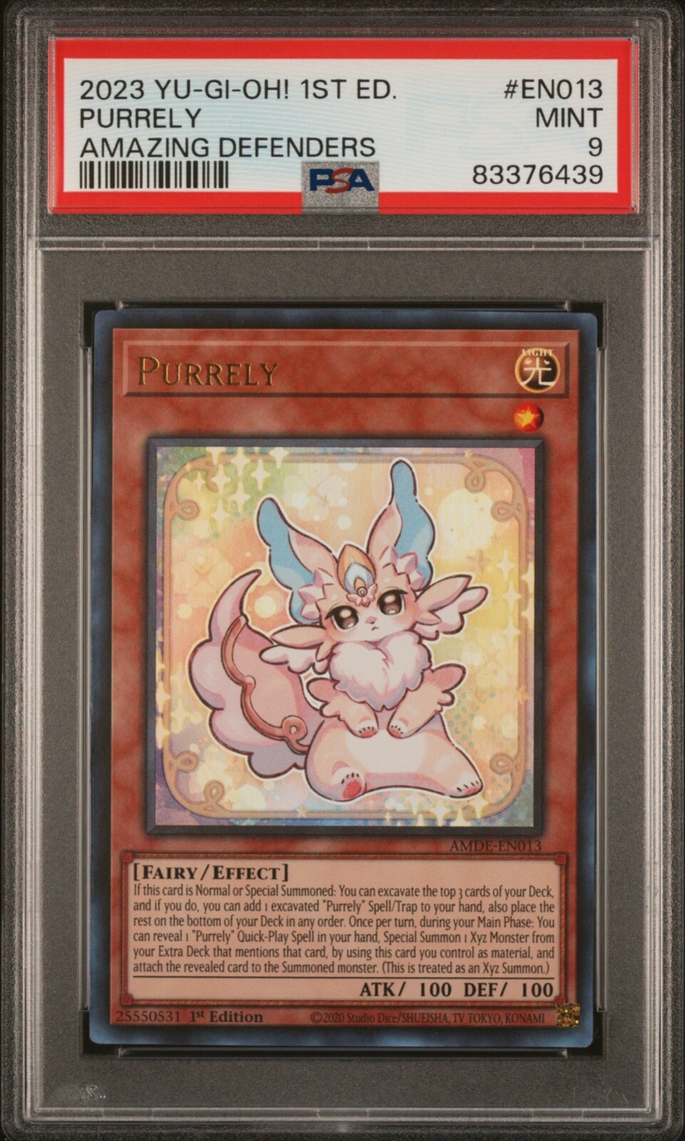 PSA 9 1st Edition Purrely EN013 ULTRA RARE Yu-Gi-Oh! Card Amazing Defenders