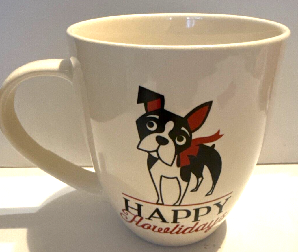 Boston Terrier Holiday 12oz Bistro Mug with Sleigh Bell Design