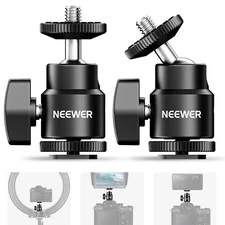 NEEWER 2-Pack 1/4-inch Ball Head Hot Shoe Mount Adapter for Cameras Video Light