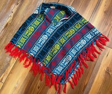 Vintage Tejidos Inca Milma Woven Tassled Shoulder Poncho