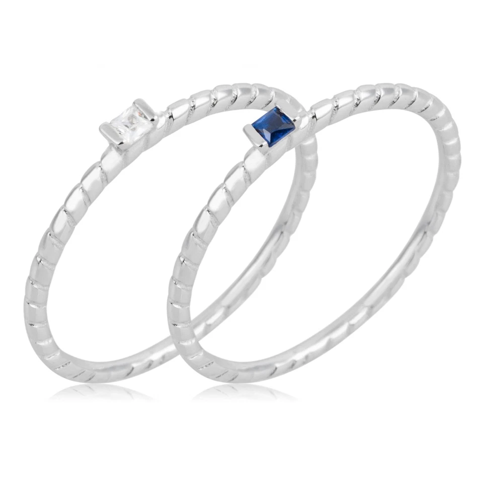 Doppio Anello MORELLATO 1930 Argento 925% Nero Silver Pietra Blu Misure 12 14 16 - Immagine 3 di 4