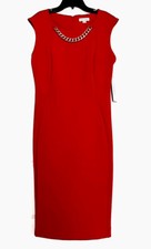 CALVIN KLEIN SCUBA S/LESS SHEATH DRESS, RED, SIZE 14 NWT