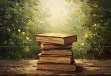 VINTAGE BOOK STACK ART PRINT, Literary Study Wall Decor, Book Lover Poster G060