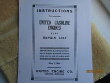 1914 United Engine Co. Gasoline Engine Instruction/Parts Manual 1 1/2 to 12HP