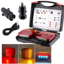 R&uuml;ckleuchten Kabellose Funk Wireless Akku LED Anh&auml;nger Magnet 12-24V Pkw Lkw