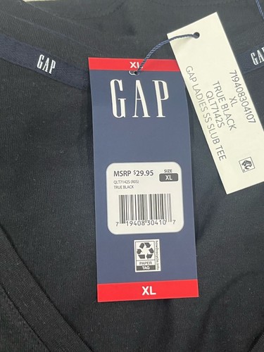 GAP Women Short Sleeve Soft V-Neck Slub Tee Black NWT Size XL choose CLR - Picture 11 of 13