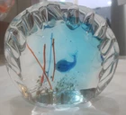 Vintage Murano Glass Blue Clam Shell Aquarium Single Fish Bowl - Art Glass