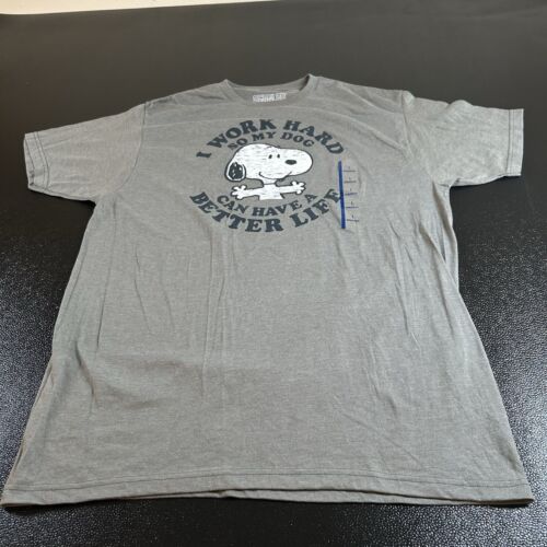 Peanuts Snoopy Shirt Mens Large Gray Athletic Fit Graphic Tee Short Sleeve New