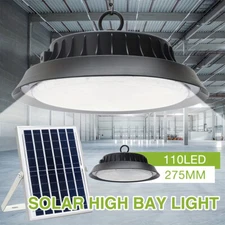 Solar Pendant Lamp Outdoor Hanging Light 3 Color High Bay Shed Lighting + Remote