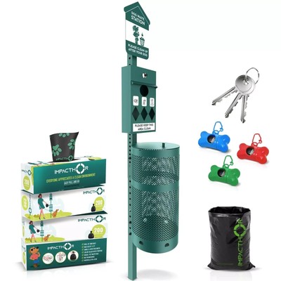 Dog Waste Station Outdoor Pet Waste Station- Desing With 4 Wholes And 800 Dog...