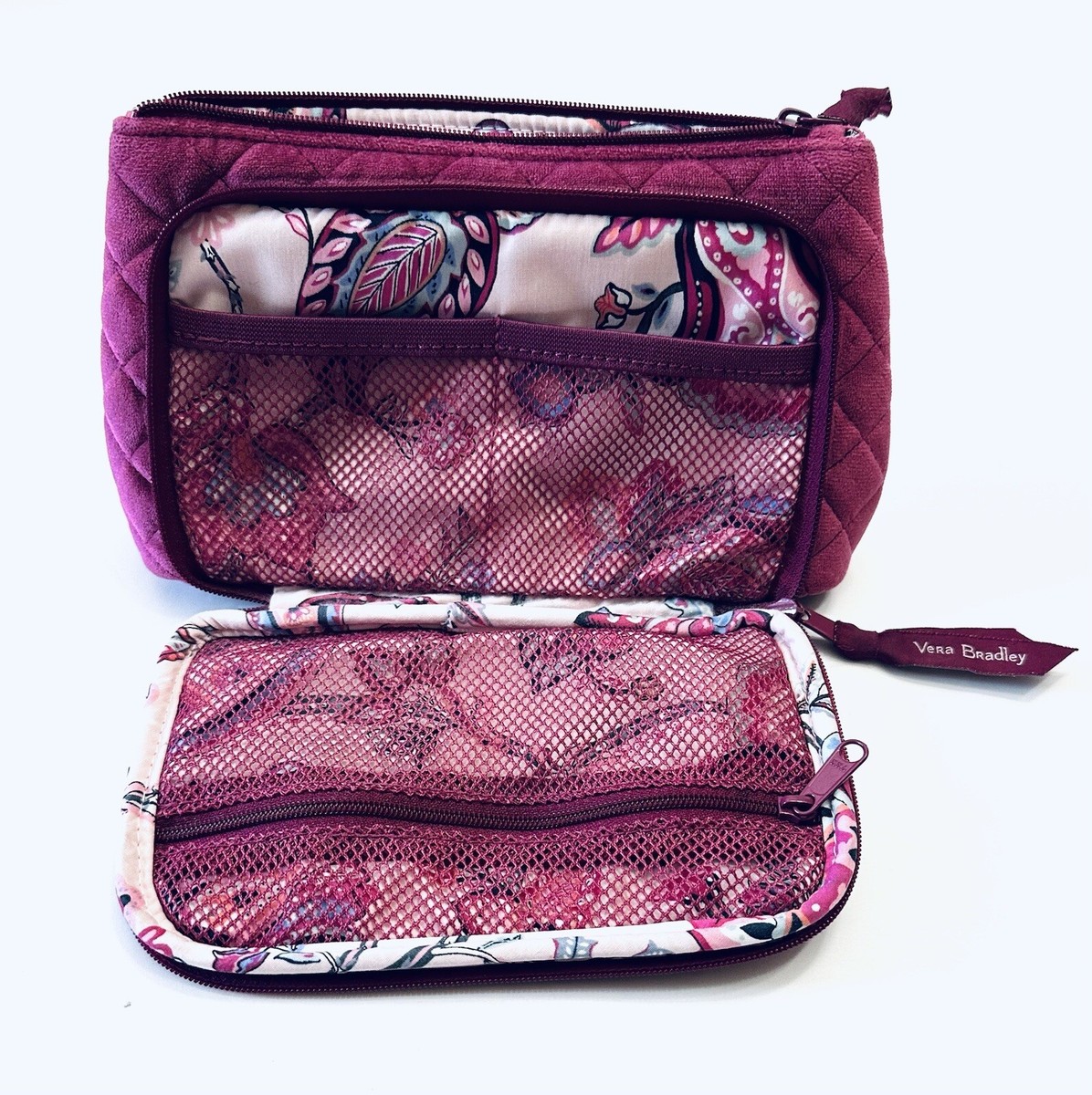 Vera Bradley Majestic Magenta Compact Organizer Quilted Velvet Fitfab Fun  EUC