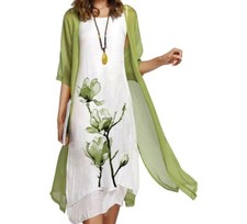 asdoklhq Maternity Dress,Women Casual Floral Print Sleeveles Dress Solid Chiffon