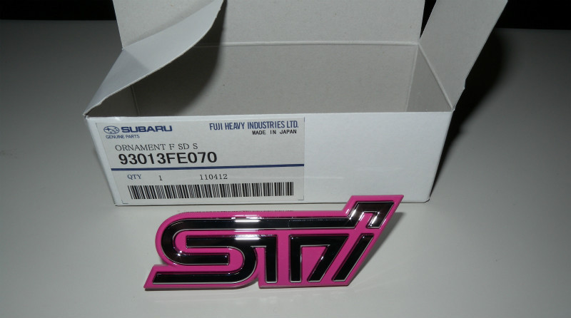 Subaru Impreza WRX STi Pink Grille Grill Badge Emblem OEM