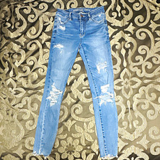 American Eagle Next Level Stretch Light Wash Distressed Skinny Jeans Slim 0
