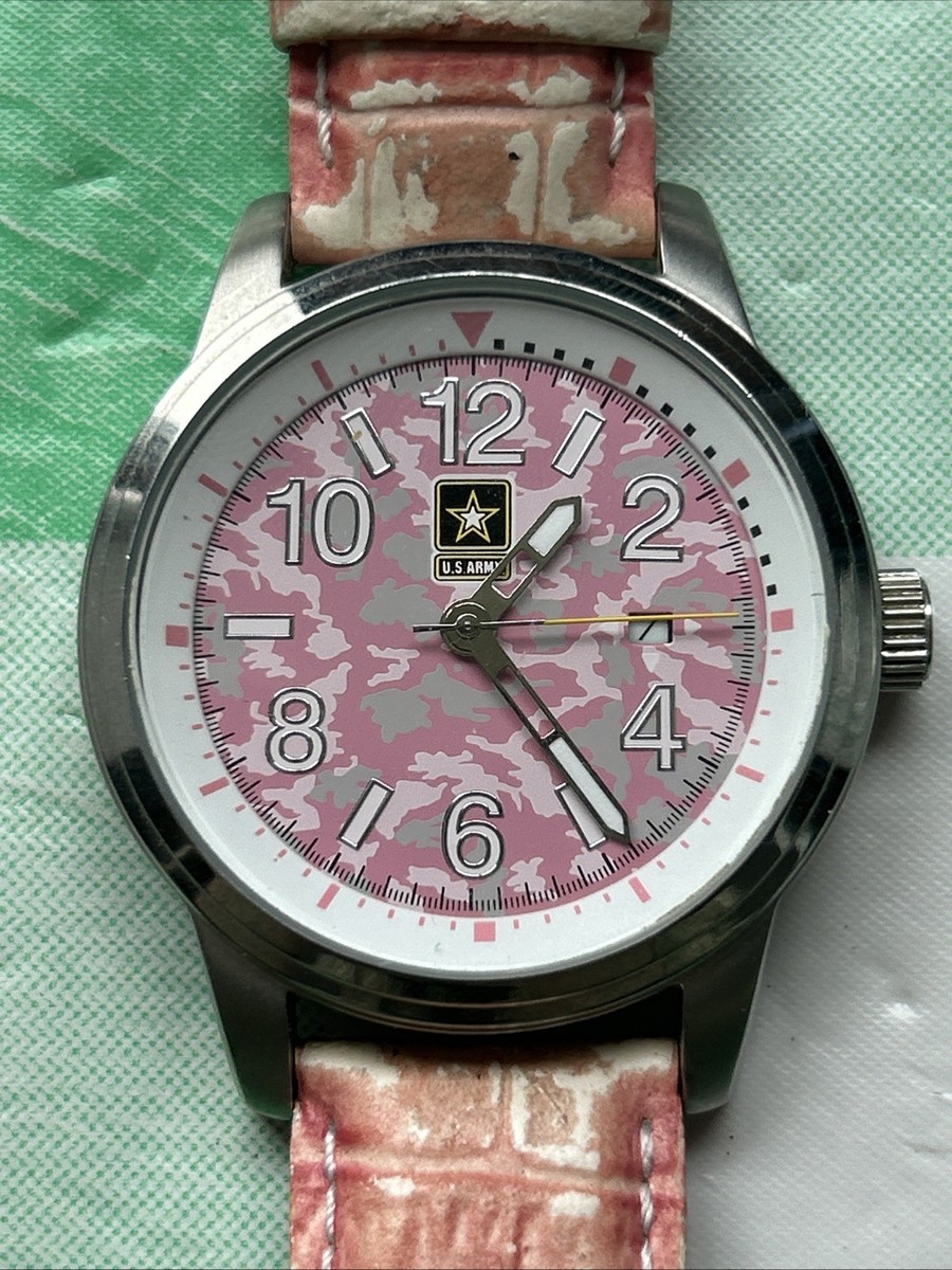 US Army Pink Camo Dial Silver Tone Women display picture 3