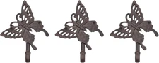 Decorative Wall Hooks Cast Iron - Heavy Duty Rustic Brown Butterfly Coat Hooks f