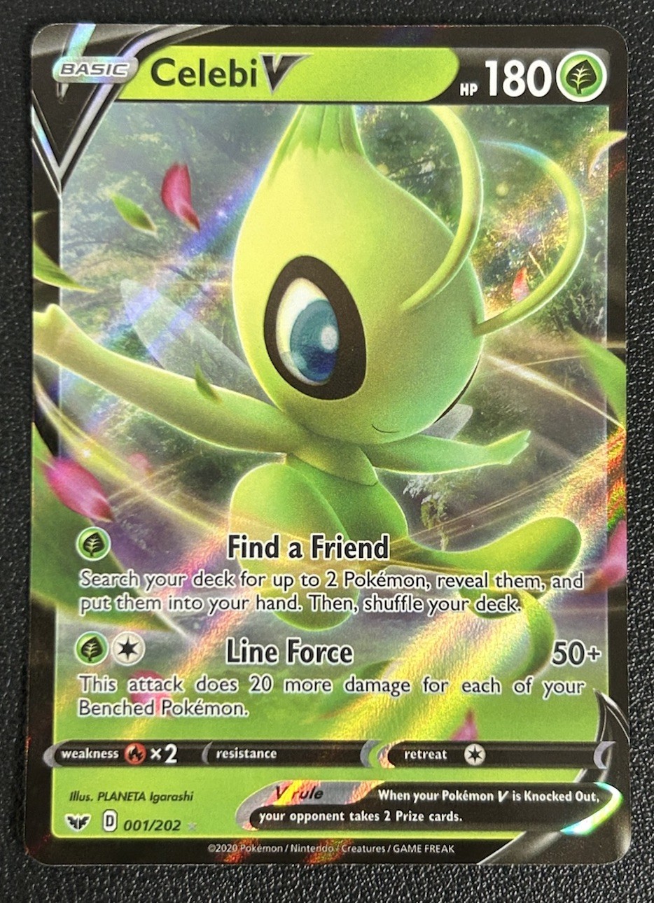 Celebi V 001/202 Sword & Shield Base Ultra Rare Pokemon TCG Card NM