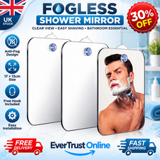 Anti-Fog Fog Shower Mirror Fogless Shaving Mirror Bathroom 17X13cm w/ Free Hook