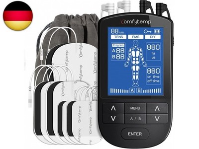 Comfytemp 4 Kanäle 8 Elektroden TENS/EMS/DIY Gerät Schmerztherapie mit 24 Modi,