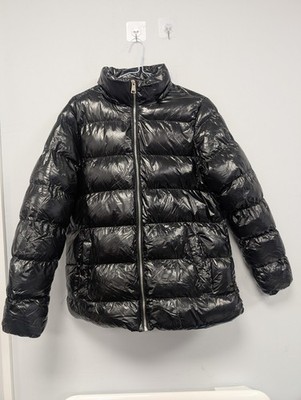 Moncler Black Shiny Nylon Bubble Coat Size M (T40)