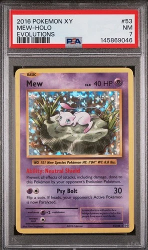 MEW 2016 POKEMON XY EVOLUTIONS HOLO RARE 53/108 PSA 7