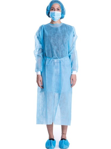 Disposable Isolation Gown Polypropylene Lab Gowns Knit Cuff Long Sleeve 15 Pack - Picture 1 of 8
