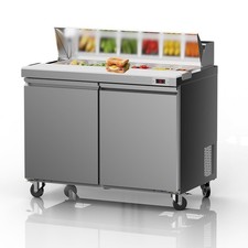 48" W Sandwich Salad Prep Table Refrigerator Commercial Refrigerator with 12 ...