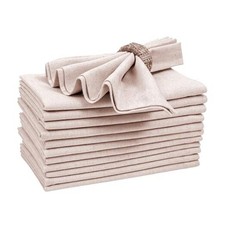 Linen Flax Cotton Cloth Dinner Napkins Set of 12   18x18 Natural Hemstitched