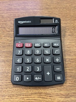 Amazon Basics LCD 8-Digit Desktop Calculator, Black - 5 Pack 