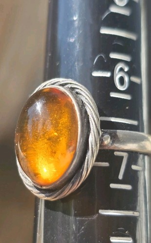 Silver Baltic Honey Amber Ring