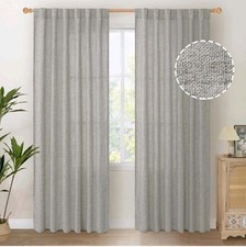 YoungsTex Dark Grey Light Filtering Curtains 84 Inch Length, Linen Drapes
