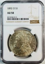 1892 O Morgan Silver Dollar NGC AU-58