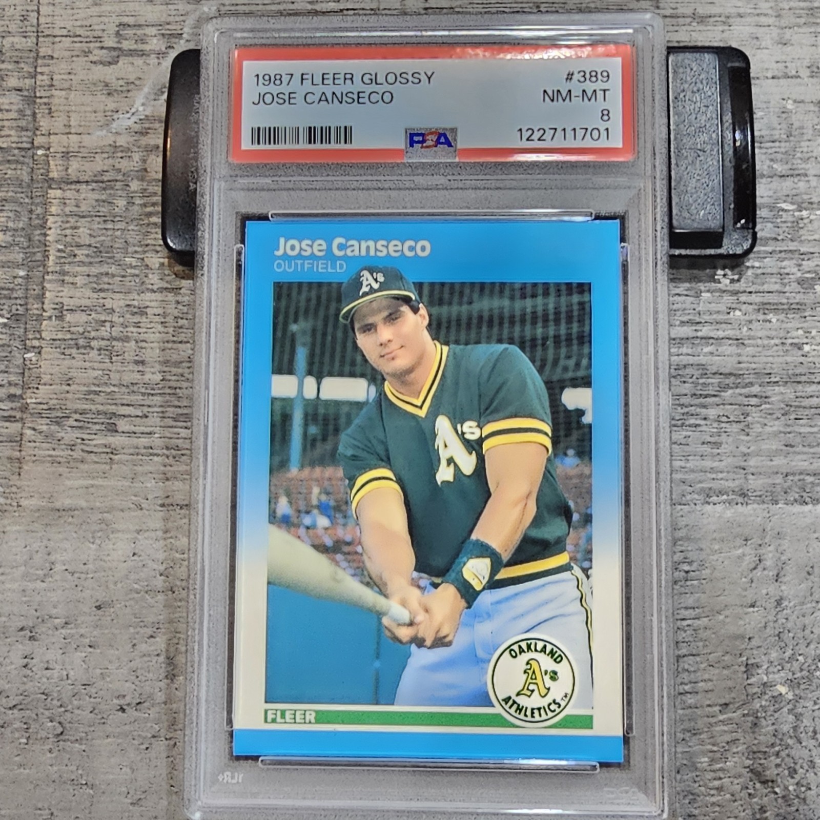 1987 Fleer Glossy #389 Jose Canseco  Oakland Athletics PSA 8 NM-MT Fresh Slab