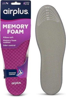 Airplus Memory Comfort Shoe Insoles With Memory Foam for Pressure Relief, Ideal