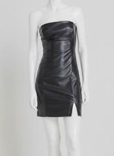 Guess Womens Black Faux-Leather Strapless Mini Dress Size 4