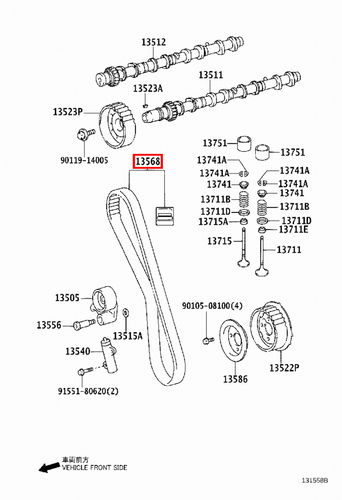 Genuine Hilux KUN36 KUN35 KUN26 KUN25 KUN16 KUN15 KUN10 2KD 1KD Timing Belt - Picture 5 of 19