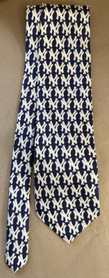 New York Yankees Ralph Marlin RM Style Blue & White Silk MLB Neck Tie USA