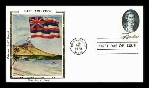 US COVER CAPTAIN JAMES COOK ALASKA 200TH ANNIVERSARY FDC COLORANO SILK CACHET