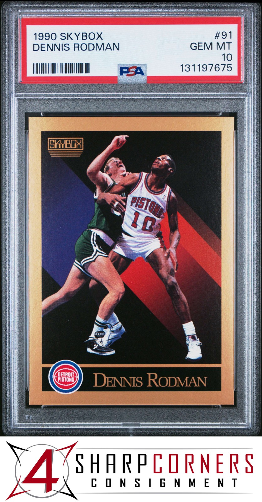 1990 SKYBOX #91 DENNIS RODMAN PISTONS HOF PSA 10