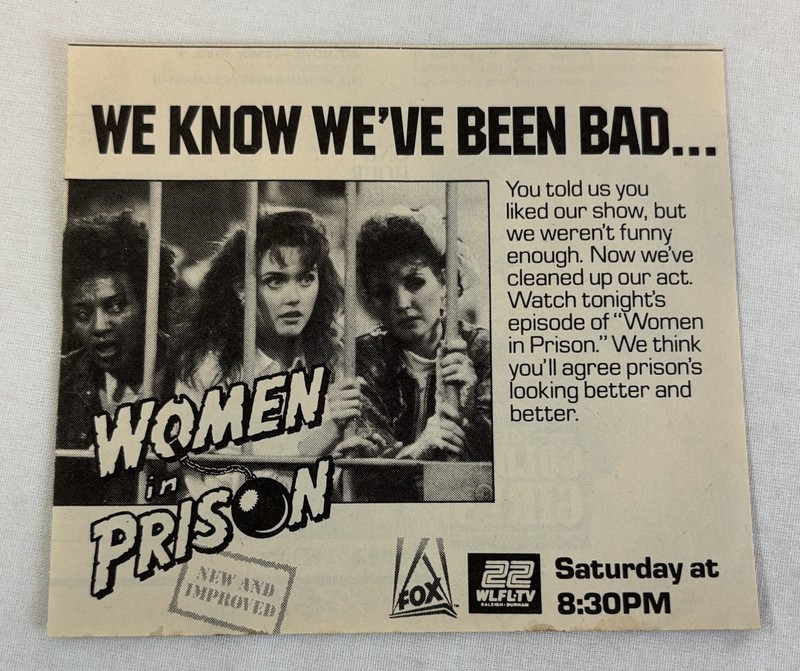 1988 FOX tv ad ~ WOMEN IN PRISON we know we've been bad