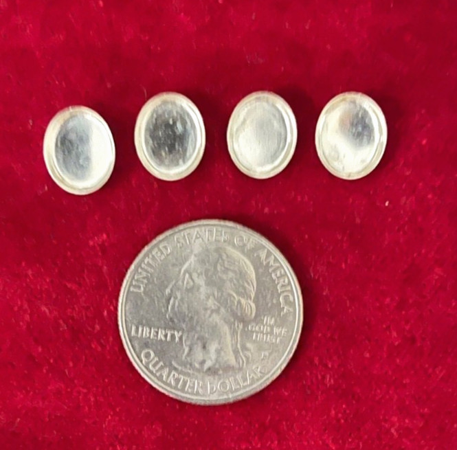 10x8 mm Sterling Bezel Cups - Full Back - Smooth Edge - Qty 4