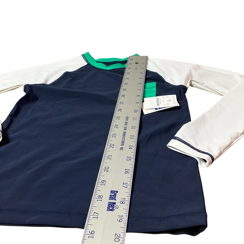 Camisa de natación Crewcuts para niños M azul bloque de color UPF 50+ protección contra erupciones Top vacaciones Foto 4 de 4