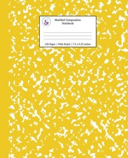 Marbled Composition Notebook: Yellow Marble Wide Ruled Paper Subject Book Schoo
