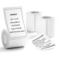 3 Roll Set Labels, 2" X 3.2" 50X80Mm Waterproof Thermal Label