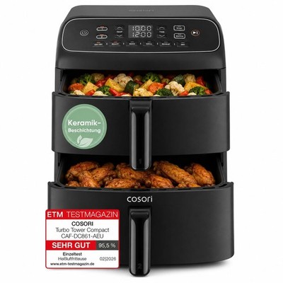 COSORI Airfryer Heißluftfritteuse 2 Kammern Keramikbeschichtung | 8,6L 
