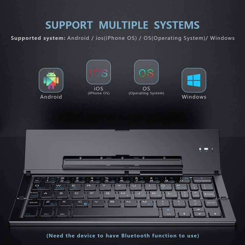 Foldable Bluetooth Keyboard Portable Folding Wireless Keyboard with Portable ... - Image 2 of 4
