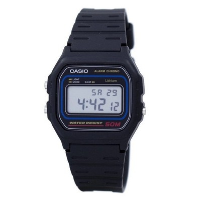 Casio W-59-1VQES Herren Digital Vintage Armbanduhr Schwarz 5 Bar Licht Alarm